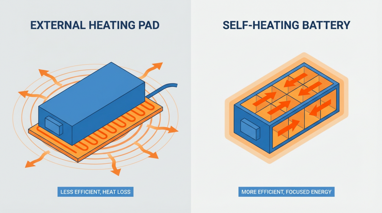 External Heating Pads vs. Self-Heating Batteries: Which Solution Wastes Less Power?