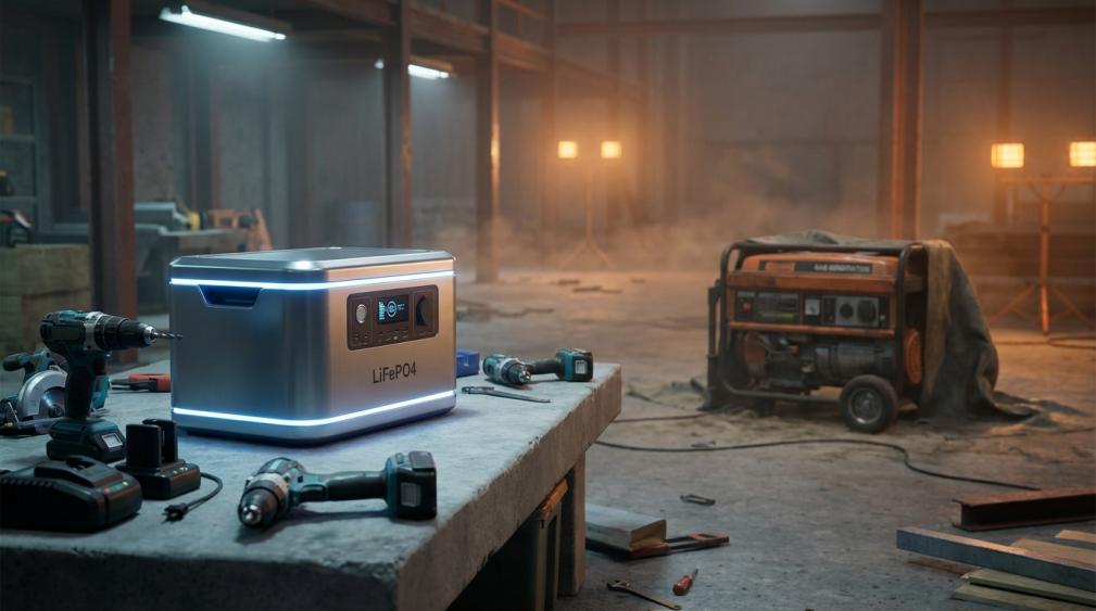 Power Tool Charging Station: The Pros of LiFePO4 Over Gas Generators on Job Sites