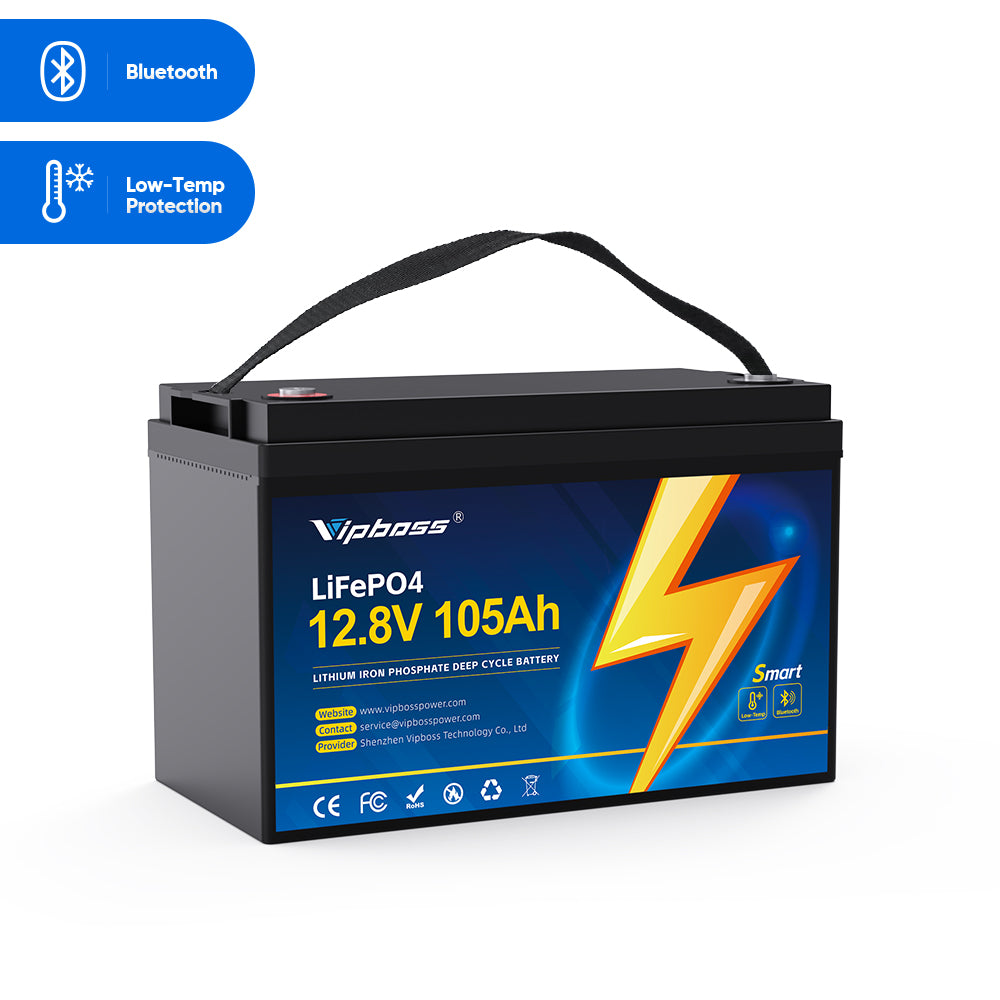Vipboss 12V105Ah Bluetooth LiFePO4 Lithium Battery