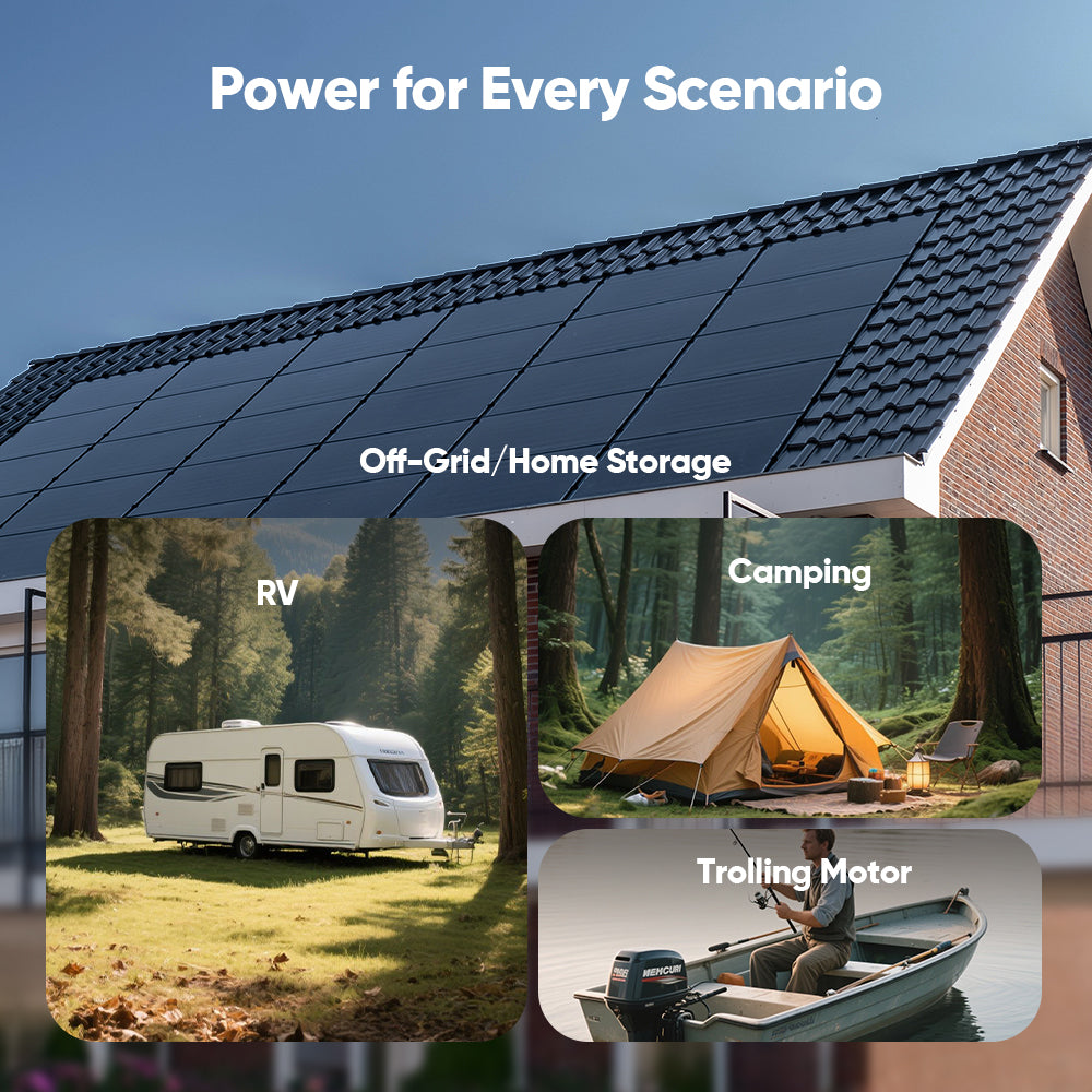 Vipboss LiFePO4 battery powers RVs, camping, trolling motors, and off-grid homes.
