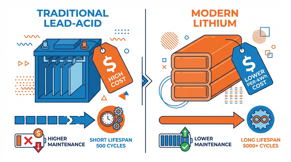 Cost per kWh: Why "Expensive" Lithium Batteries Are Cheaper Than Lead-Acid