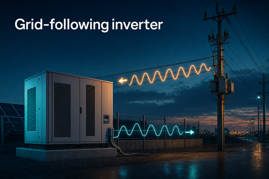 Generic grid-following inverter synchronized with an electrical grid waveform