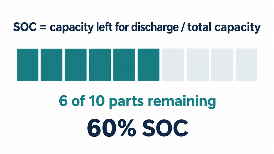 A 60 percent SOC reading represented by six filled segments out of ten.