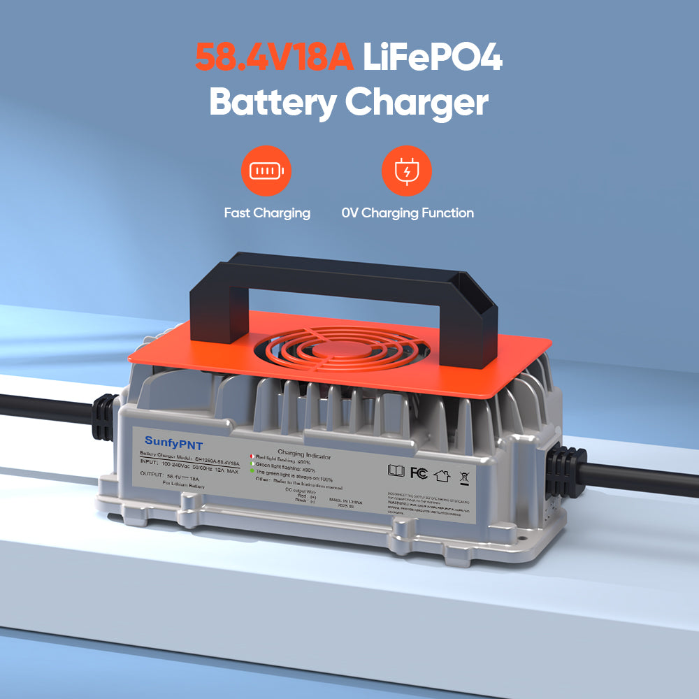 Vipboss 48V 18A Lithium Golf Cart Battery Charger with fast charging and 0V charging function.